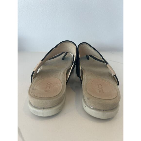 ECCO Flip Flop Thong Toe Sandals Black Leather Women's Size 38 - Picture 5 of 7
